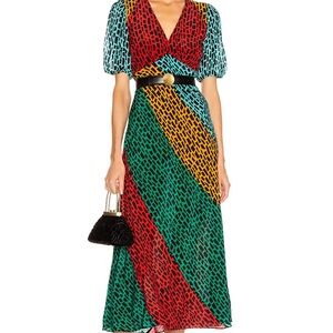 RIXO Amber Dress in Giraffe Multi